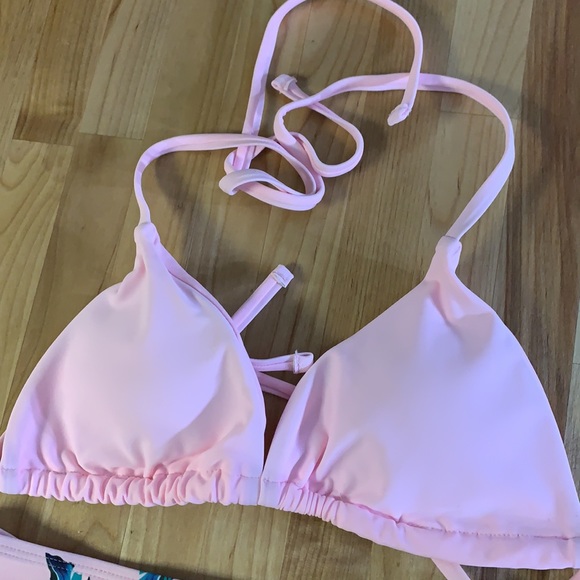 Pink Tropical Print High Waist Micro Triangle Lined Bikini - Picture 4 of 13